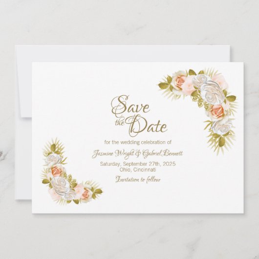 エレガントフローラ赤面ピ結婚ンク セーブザデート (正面)