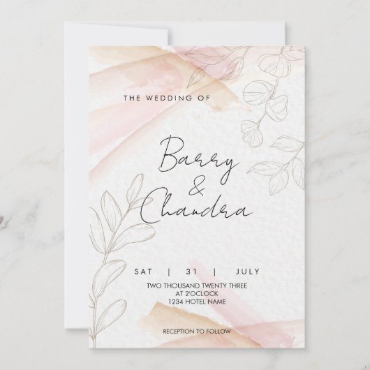 エレガントフローラ赤面ピ結婚ンク 招待状 (正面)