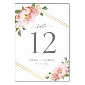 エレガントフローラ赤面牡丹金ゴールド幾何結婚図形 テーブルナンバー (裏面)