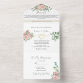 エレガントフローラ赤面結婚ピンクの全てを一つにする オールインワン招待状 (内側)