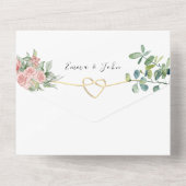 エレガントフローラ赤面結婚ピンクの全てを一つにする オールインワン招待状 (裏面)