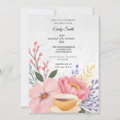 エレガントフローラ赤面&パステルブライダルシャワー 招待状 (正面)