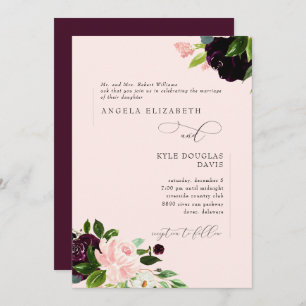 エレガントフローラ赤面&ワインブライドパーズ結婚ズ 招待状