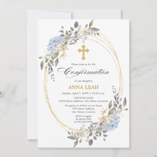 エレガントフローラ金ゴールドの相互確認 招待状 (正面)