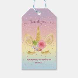 エレガントフローラ金ゴールドグリッターユ感謝していニコーン ギフトタグ