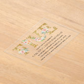 エレガントフローラ金ゴールドグリッター5誕生日 アクリル招待状 (レイダウン)