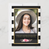 エレガントフローラ金ゴールドストライプ白黒 案内状 (裏面)