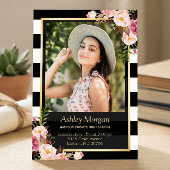 エレガントフローラ金ゴールドストライプ白黒 案内状