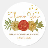 エレガントフローラ金ゴールドドットブライダルシャワー ラウンドシール (正面)
