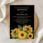 エレガントフローラ金ゴールドブラック&ホワイト金ゴールド 箔招待状