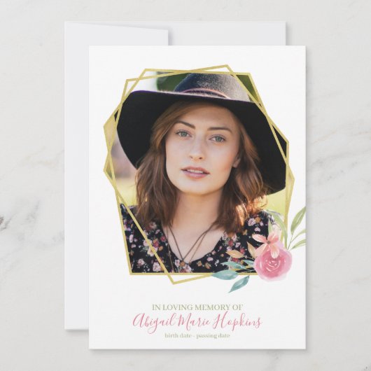 エレガントフローラ金ゴールド枠 サンキューカード (正面)