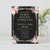 エレガントフローラ金ゴールド50結婚周年記念 招待状 (スタンド正面)