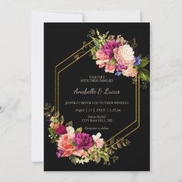 エレガントフローラ金枠結婚式招待状 招待状