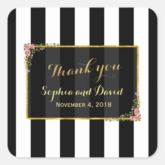 エレガントフローラ金結婚箔カスタム スクエアシール (正面)