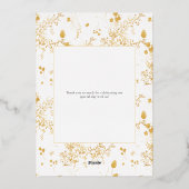 エレガントフローラ金結婚箔サンキューカード 箔招待状 (裏面)