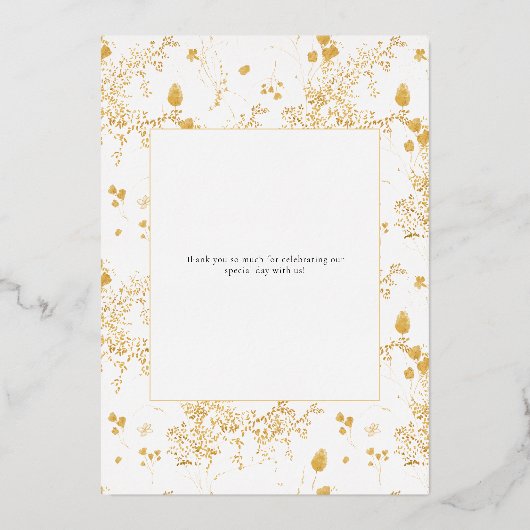 エレガントフローラ金結婚箔サンキューカード 箔招待状 (裏面)