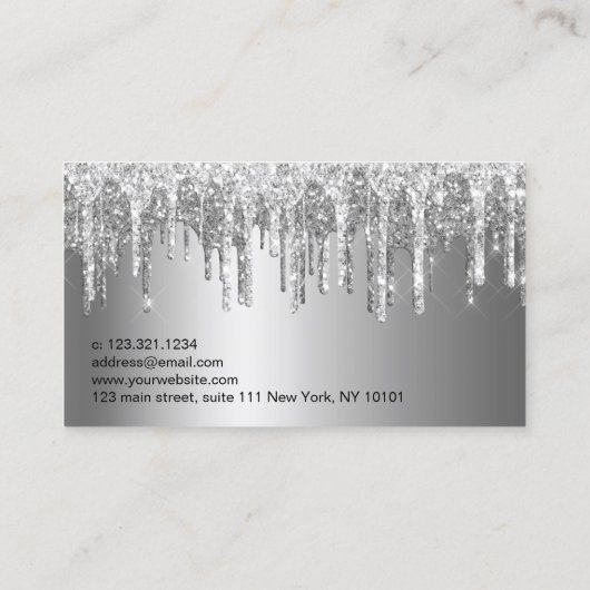 エレガントフローラ銀グリッターが点滅点滅点滅点滅点眼点滅点滅点眼点眼点滅点眼点滅点眼点眼点滅点眼点眼 名刺 (裏面)