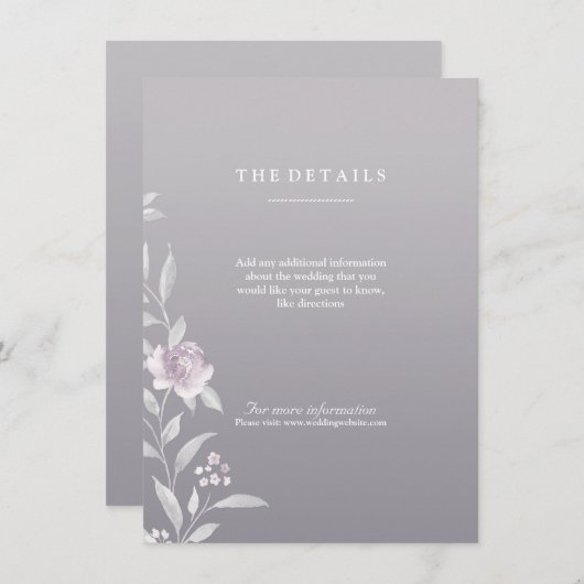 エレガントフローラ銀Chinoiserieの結婚詳細 エンクロージャーカード (正面/裏面)