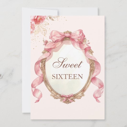 エレガントフローラ鏡誕生日スウィート16 招待状 (正面)