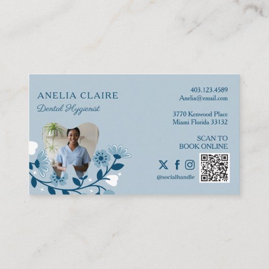 エレガントフローラ開花歯ロゴモノグラム 名刺 (裏面)