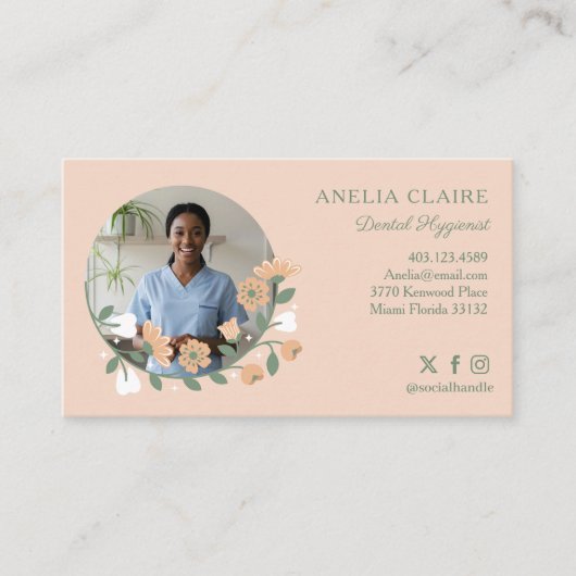 エレガントフローラ開花歯科衛生士の写真 名刺 (正面)