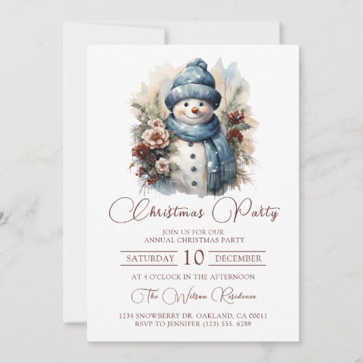 エレガントフローラ雪だるまパーティー 招待状 (正面)