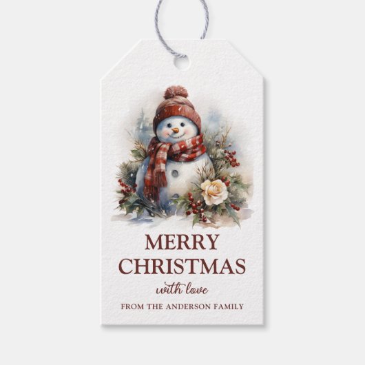 エレガントフローラ雪だるま ギフトタグ (正面)