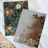 エレガントフローラ静かナイトクリスマススター写真 箔シーズンカード