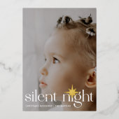 エレガントフローラ静かナイトクリスマススター写真 箔シーズンカード (正面)