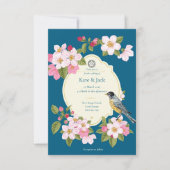 エレガントフローラ鳥結婚式招待状 案内状 (正面)