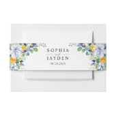 エレガントフローラ黄ホワイトブルー結婚モノグラム 招待状ベリーバンド (正面例)