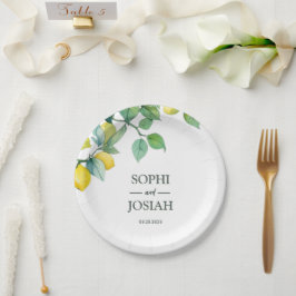 エレガントフローラ黄ライム白結婚青 ペーパープレート