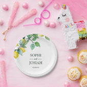 エレガントフローラ黄ライム白結婚青 ペーパープレート (パーティー)