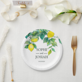 エレガントフローラ黄ライム白結婚青 ペーパープレート