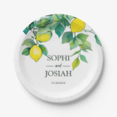 エレガントフローラ黄ライム白結婚青 ペーパープレート (正面)