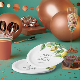 エレガントフローラ黄ライム白結婚青 ペーパープレート