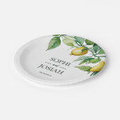 エレガントフローラ黄ライム白結婚青 ペーパープレート (アングル)