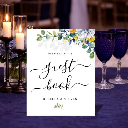 エレガントフローラ黄結婚青白 台座サイン