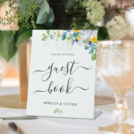 エレガントフローラ黄結婚青白 台座サイン