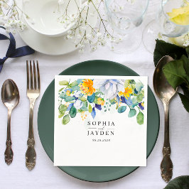 エレガントフローラ黄結婚青 スタンダードカクテルナプキン