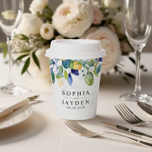 エレガントフローラ黄結婚青 紙コップ