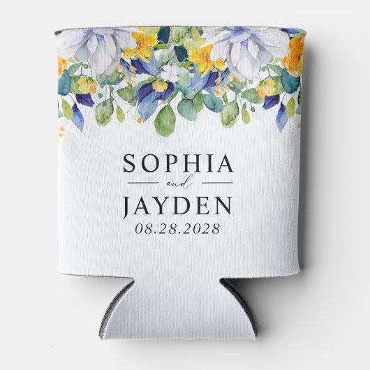 エレガントフローラ黄結婚青 缶クーラー (正面)