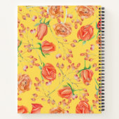エレガントフローラ黄色の美しいかわいらし模様 ノートブック (裏面)