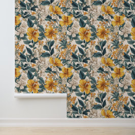 エレガントフローラ黄金色の白い花 壁紙