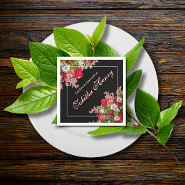 エレガントフローラ黒花写真 スタンダードカクテルナプキン