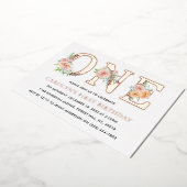 エレガントフローラ1歳の誕生日実在 箔招待状 (回転した状態)