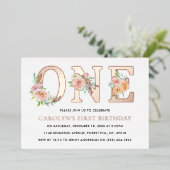 エレガントフローラ1歳の誕生日実在 箔招待状 (立ち正面)