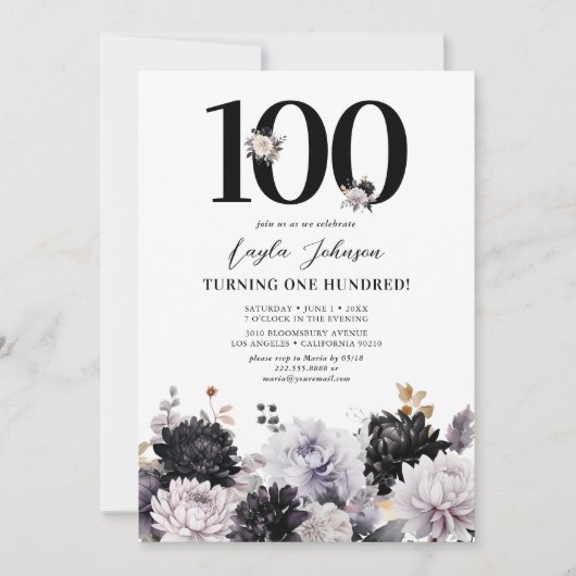 エレガントフローラ100th誕生日パーティー 招待状 (正面)