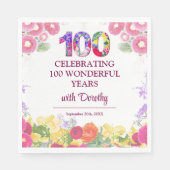 エレガントフローラ100th誕生日パーティー/ 100年 スタンダードランチョンナプキン (正面)