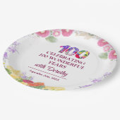 エレガントフローラ100th誕生日パーティー/ 100年 ペーパープレート (アングル)